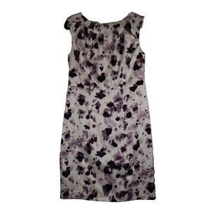Ann Taylor Watercolor Sheath Dress Women's 8 Purple White Cocktail Event Art